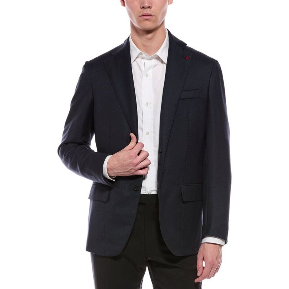 Isaia Mens Wool Jacket, Blue